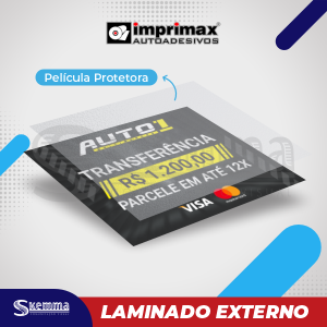 Adesivo Imprimax BRILHO LAMINADO Uso externo   Imprimax BRILHO Com Laminação Transparente 