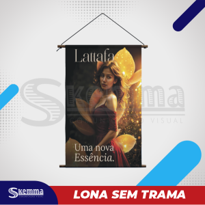 Banner Lona sem Trama SEMI-BRILHO, sem marcas (Perfeito para fotos) Lona 440g  Bastão e Corda  