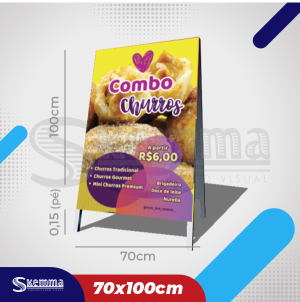 Cavalete 70x100cm Lona 440g 70x100cm  Brilho ou Fosco Madeira, dobradiça e nylon 