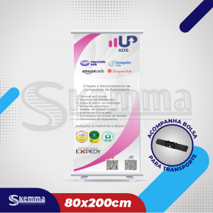 Rool Up - Banner Retrátil Lona sem trama 80x200 cm  Semi Brilho  